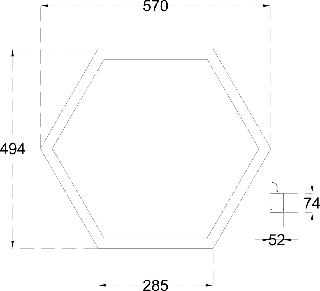 ASPIRE HEXAGON 30 dimensions drawing