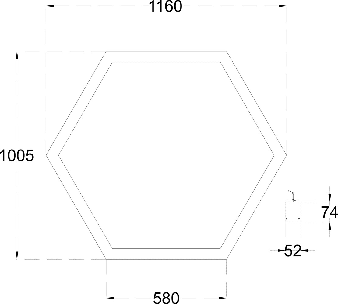 ASPIRE HEXAGON 90 dimensions drawing