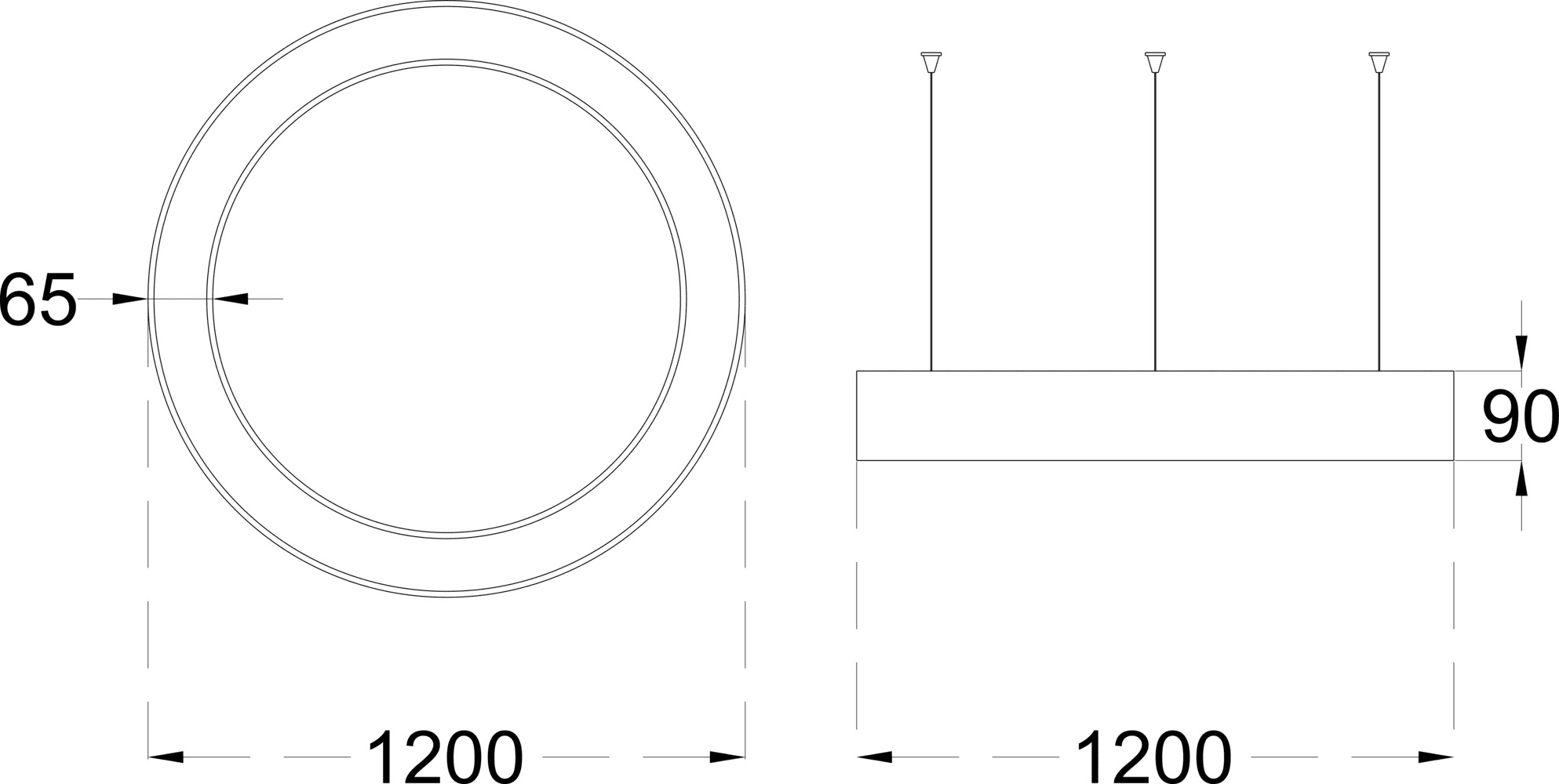 DONUT  90 1200 dimensions drawing