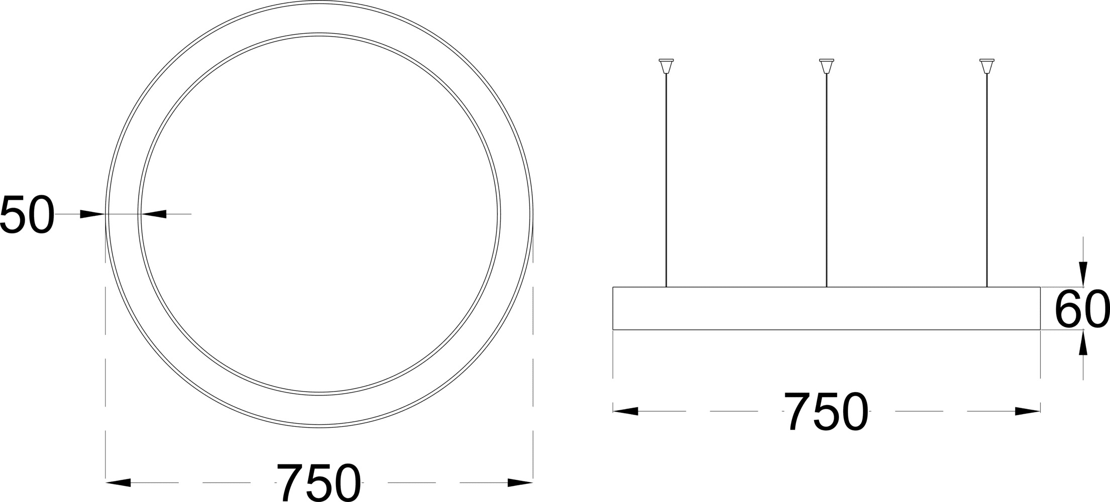 DONUT SLIM 45 750 dimensions drawing