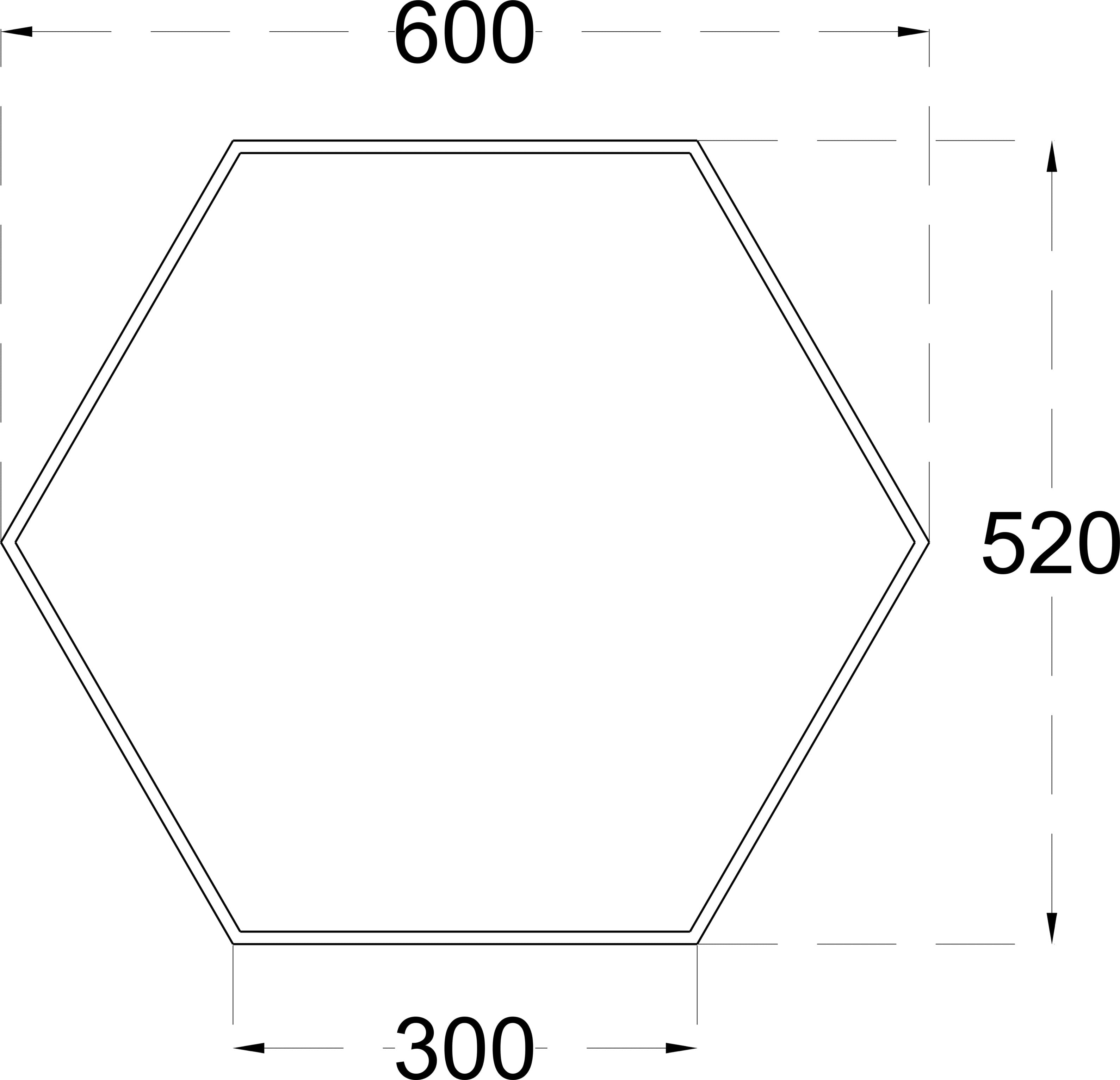 HEXA SLIM 30 600 dimensions drawing