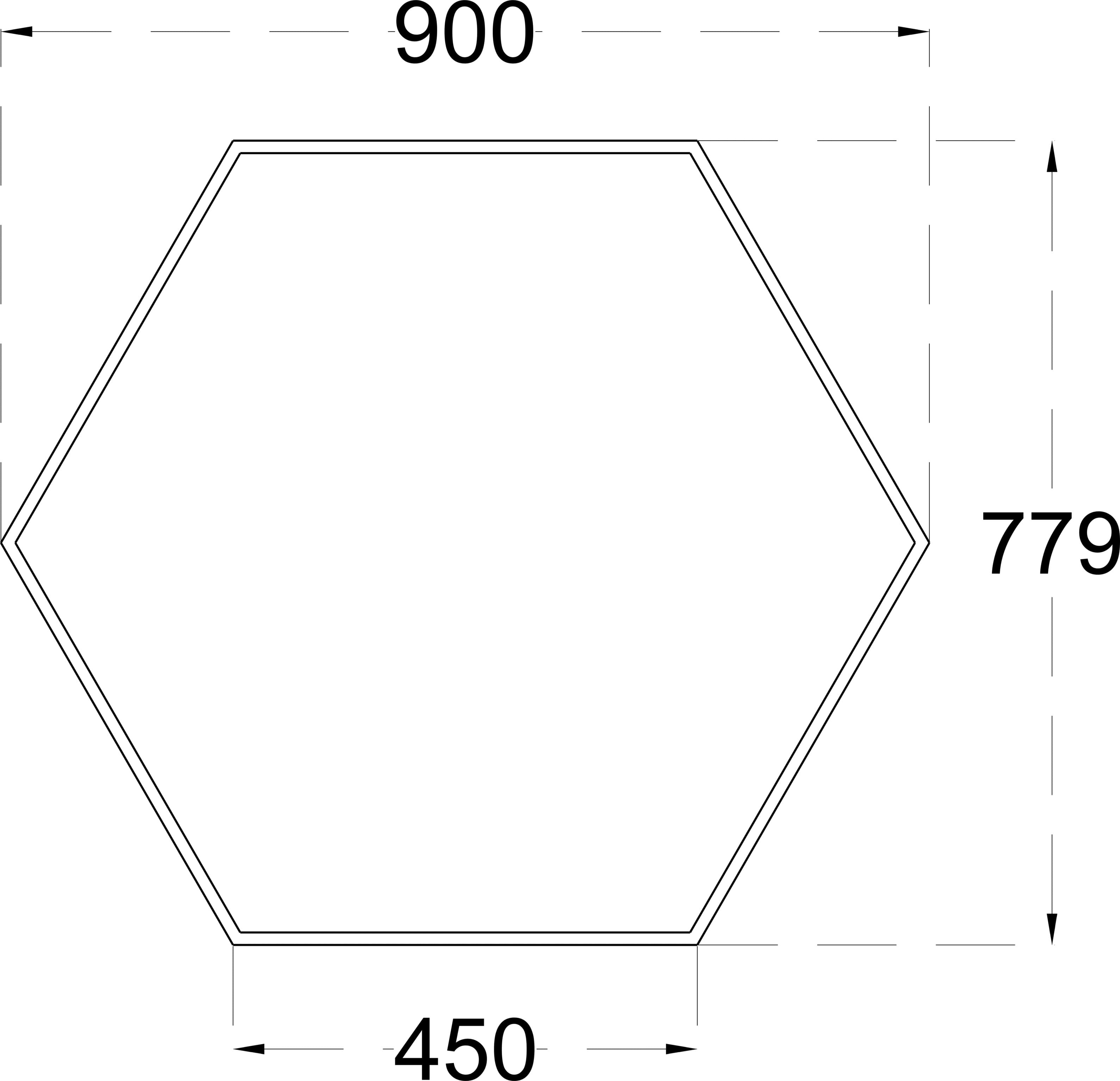SLEEK HEXA 30 600 dimensions drawing