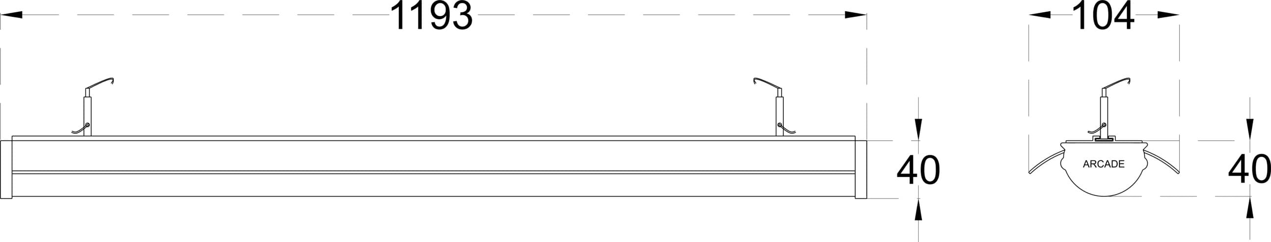 LED INDUSTRIAL dimensions drawing