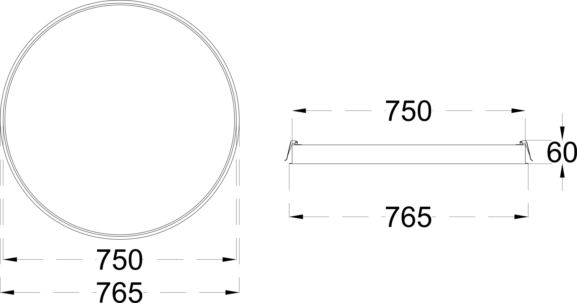 MOON RECESS 54 750 dimensions drawing