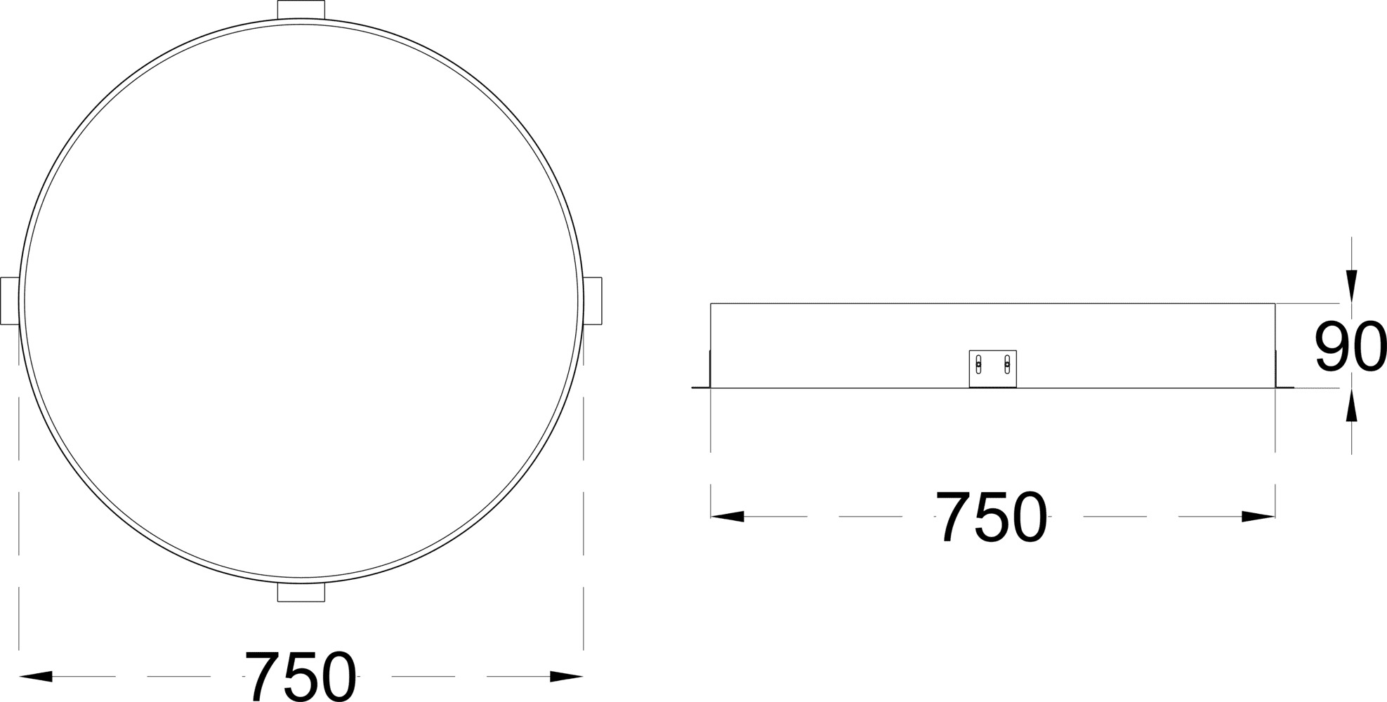 MOON TRIMLESS 54 750 dimensions drawing