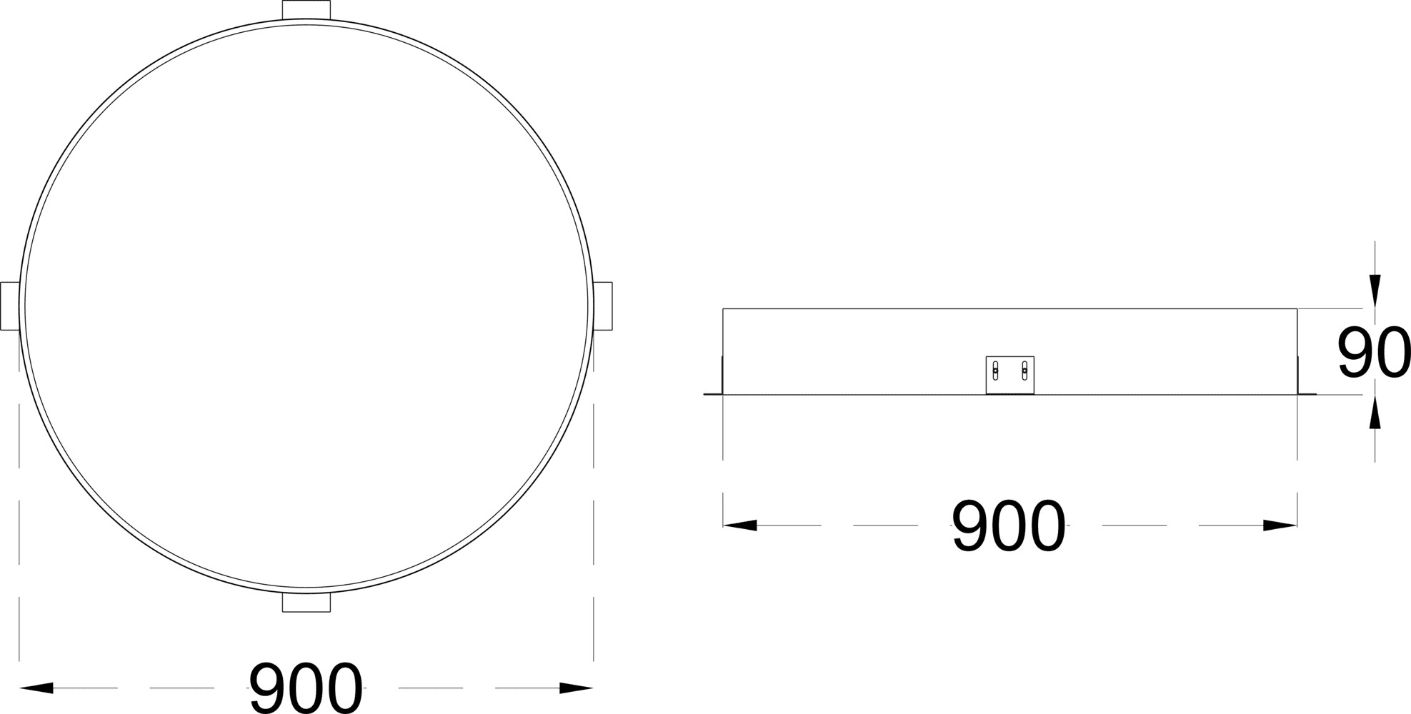 MOON TRIMLESS 72 900 dimensions drawing