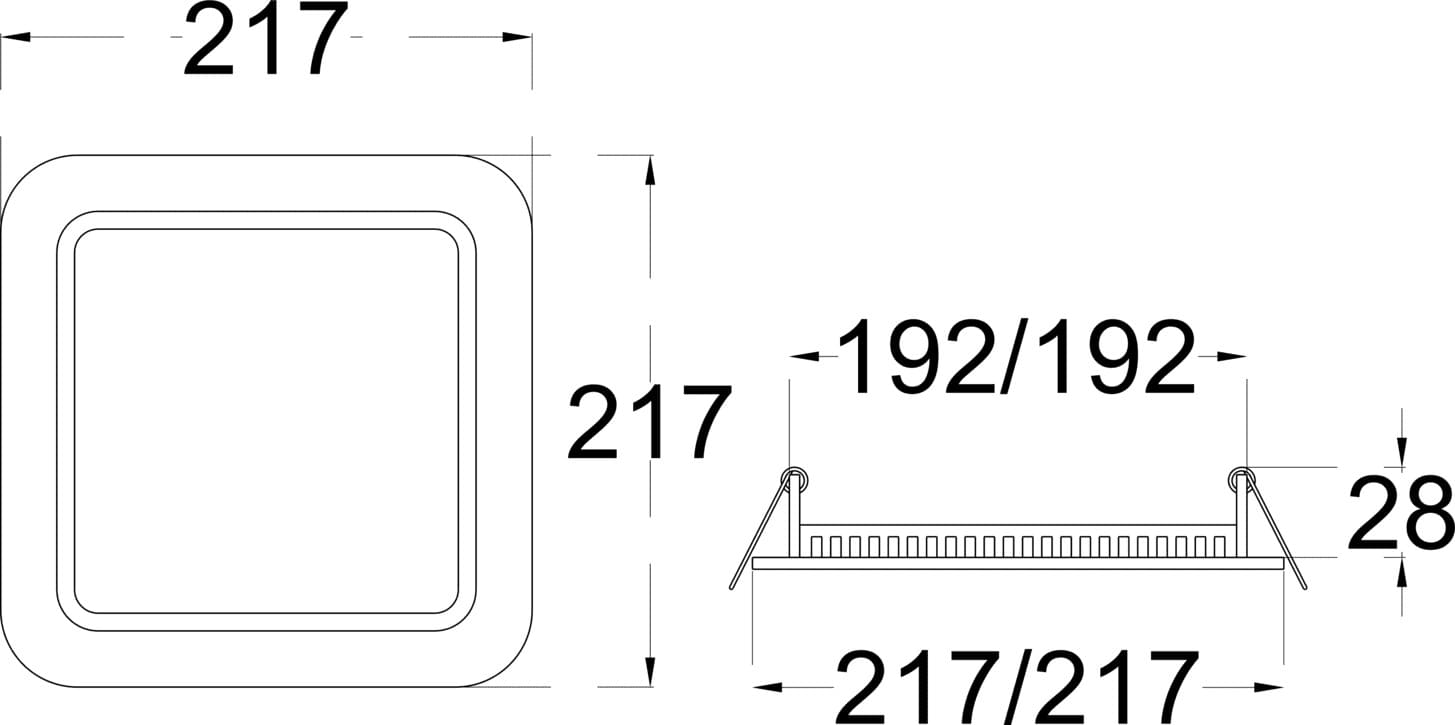 PANEL SQ 24 dimensions drawing