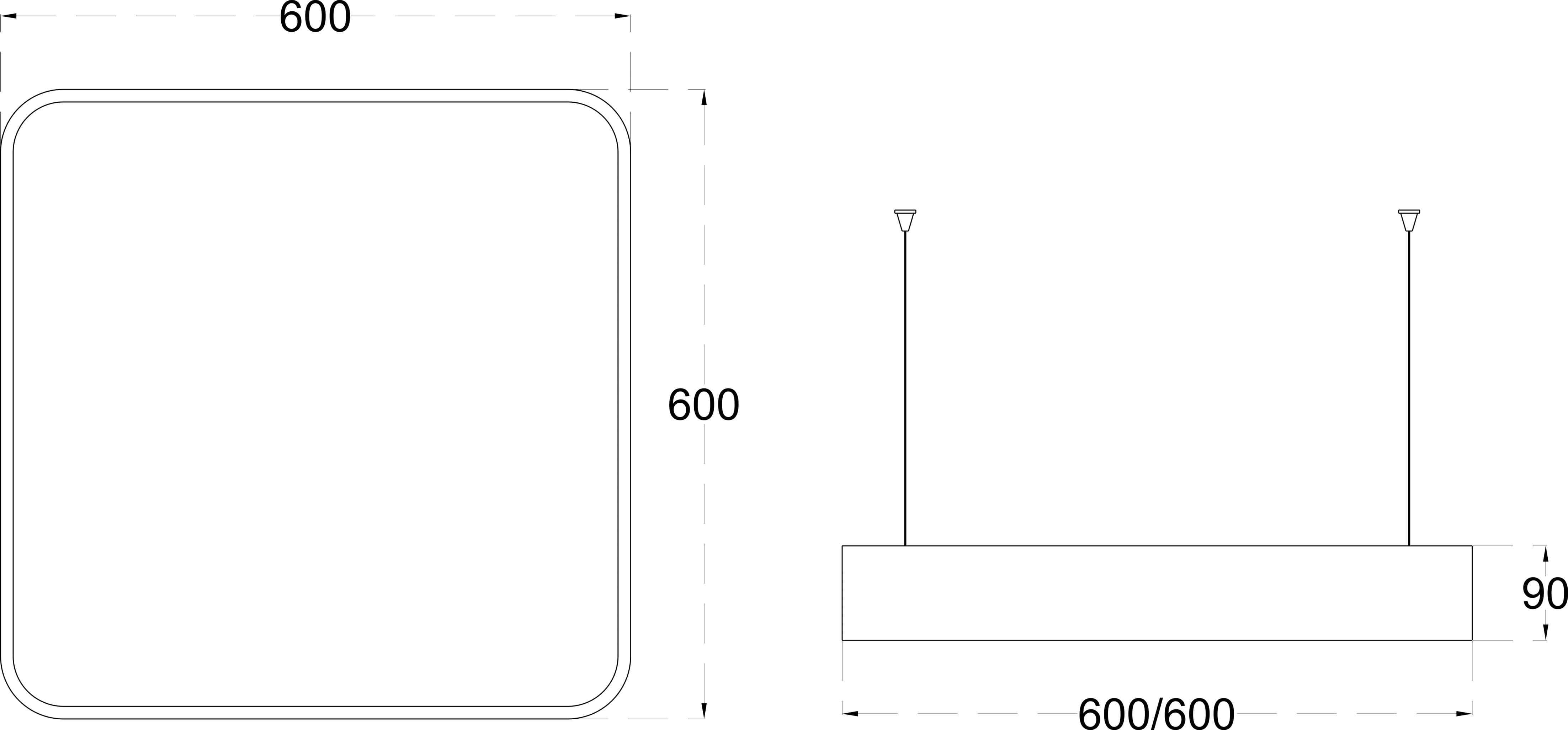 SLOT SUSPENDED 36 dimensions drawing