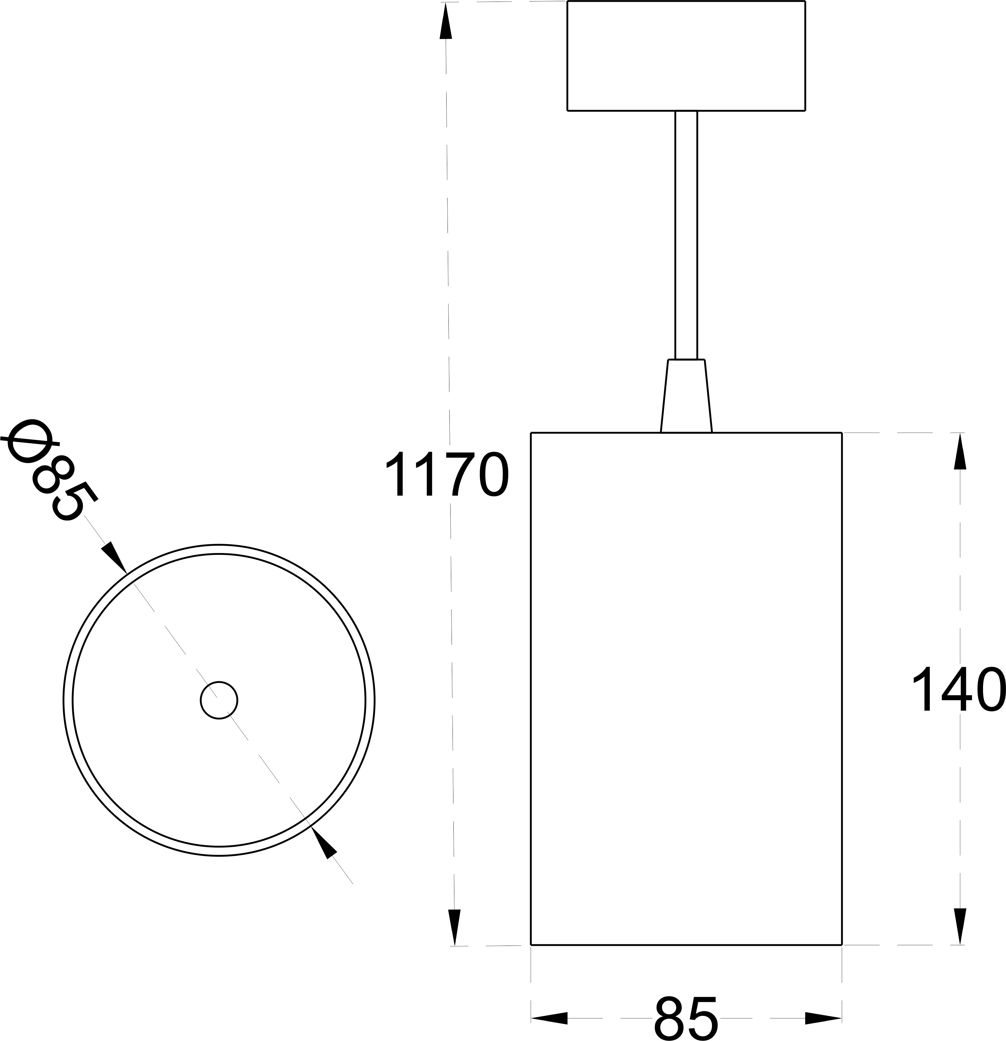 TURBO SUSPENDED 85 15 dimensions drawing