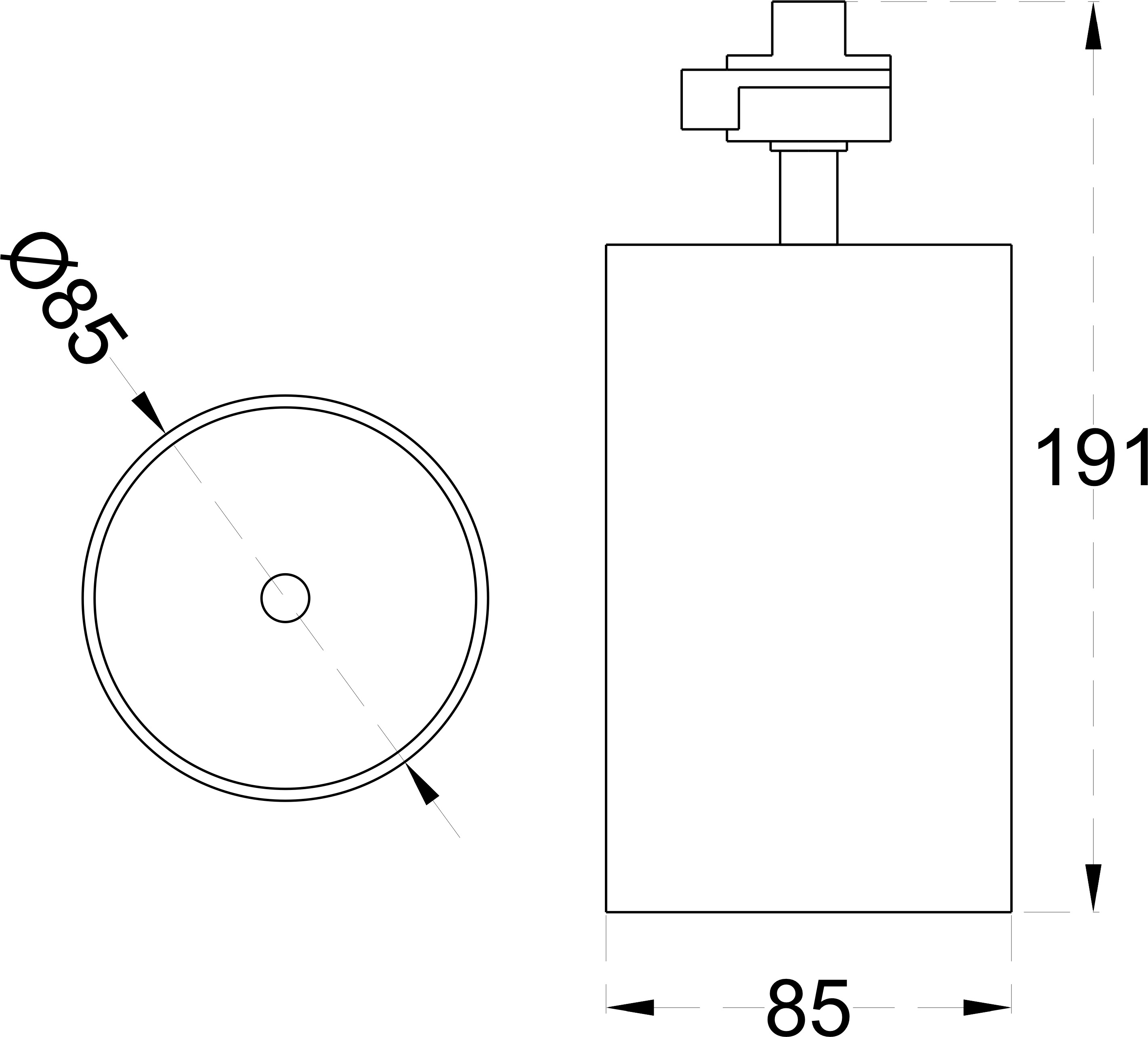 TURBO TRACK 85 30 dimensions drawing