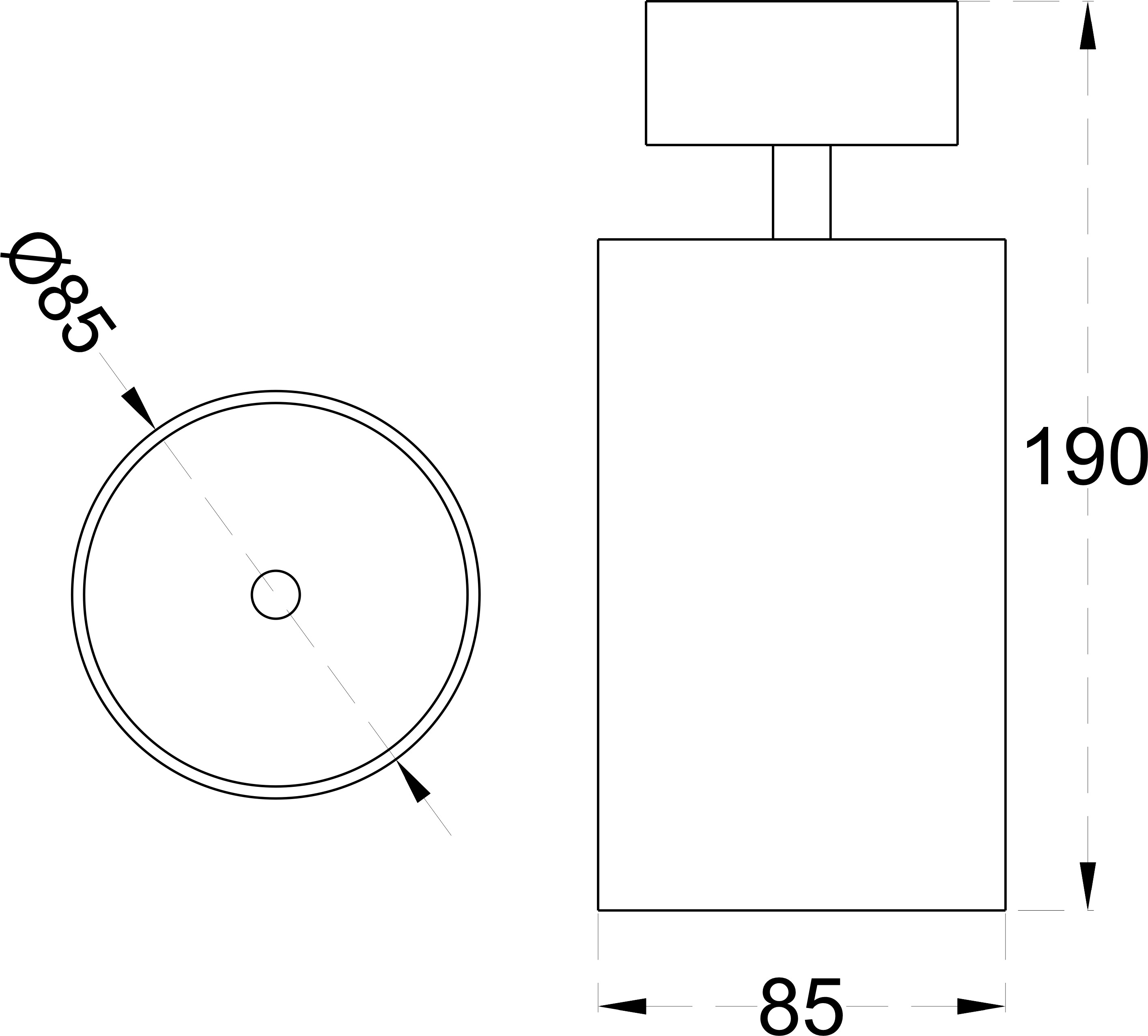 TURBO TRACK SURFACE 85 15 dimensions drawing